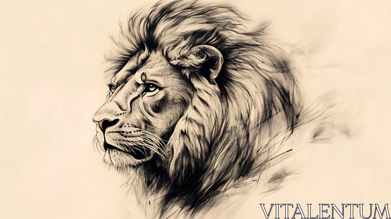 AI ART Regal Lion in Profile