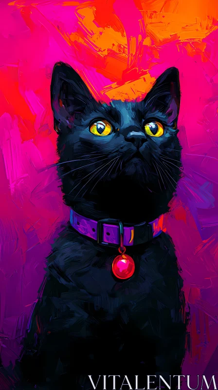 AI ART Colorful Cat Painting with Bold Background