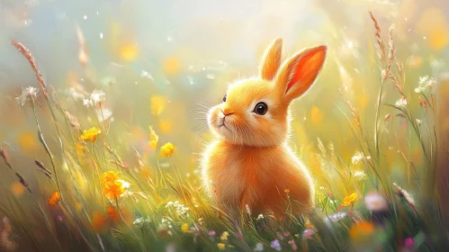 Springtime Bunny in Bloom AI Image