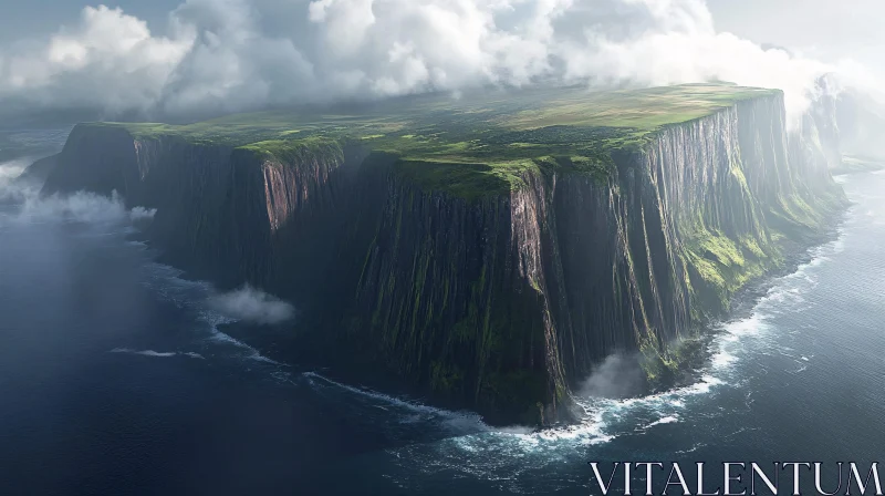 AI ART Dramatic Coastal Cliffs on a Remote Island