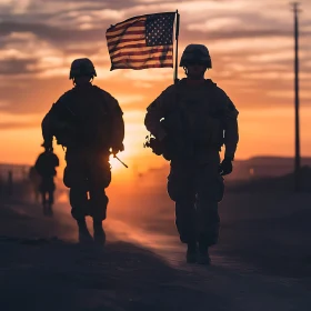 American Soldiers at Sunset