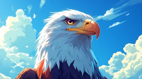 Bald Eagle Illustration In Sky