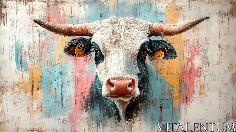 Abstract Cow Art with Textured Background AI Image