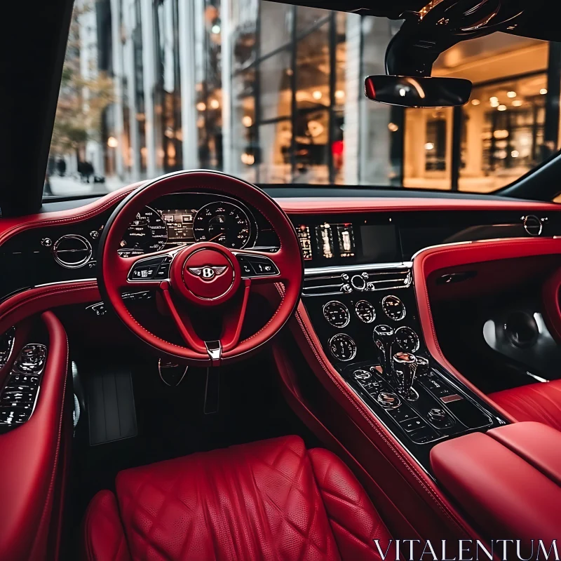 AI ART Luxury Car Interior with Stylish Red Leather