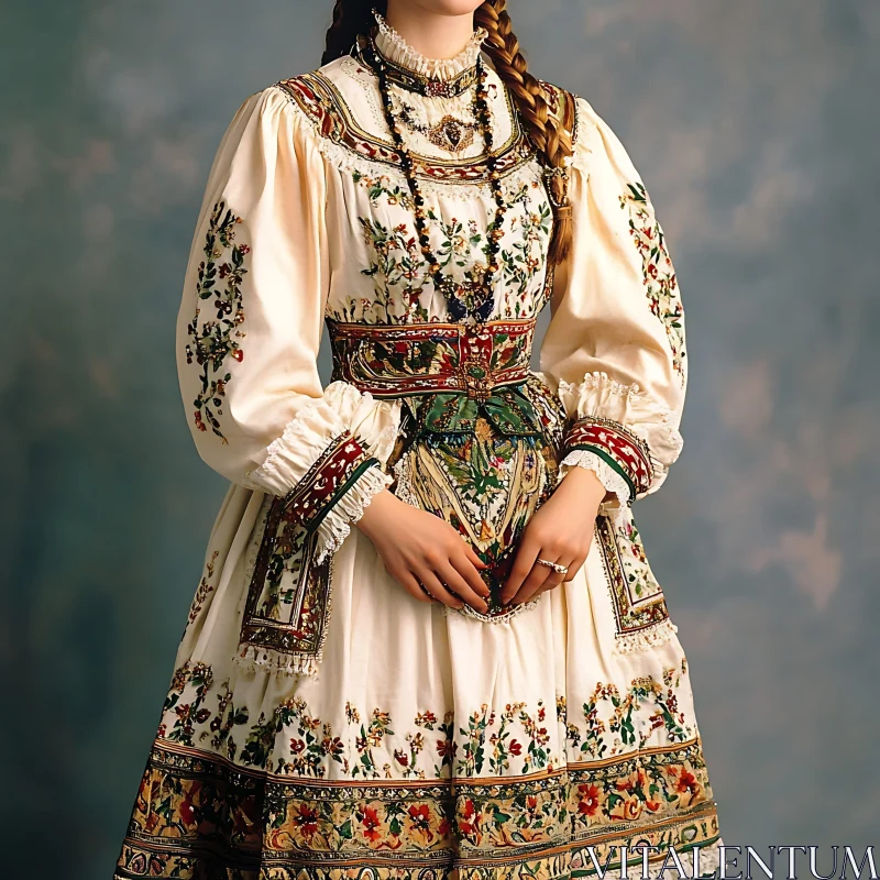 AI ART Ornate Embroidered Folk Dress