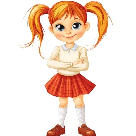 Cartoon Girl with Crossed Arms