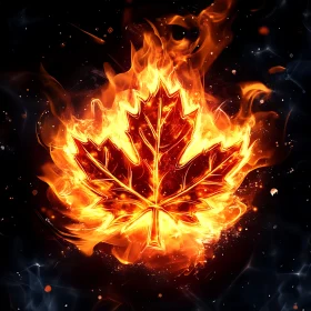 Burning Maple Leaf in Flames