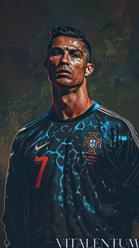 Cristiano Ronaldo in Team Jersey - Digital Art AI Image