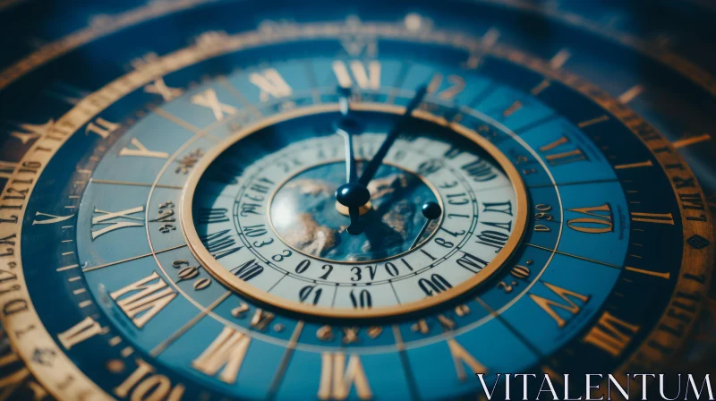 Artistic Clock with Roman Numerals and Baroque Influence AI Image