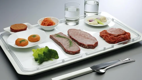 Artistic Tray: Precise and Lifelike Plating of Meat and Vegetables