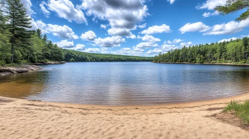 Tranquil Lake Amidst Lush Forest