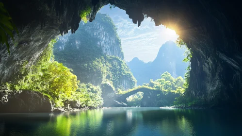 Gorgeous Landscape Seen from a Cave Entrance