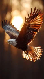 Eagle Soaring in the Twilight Sky