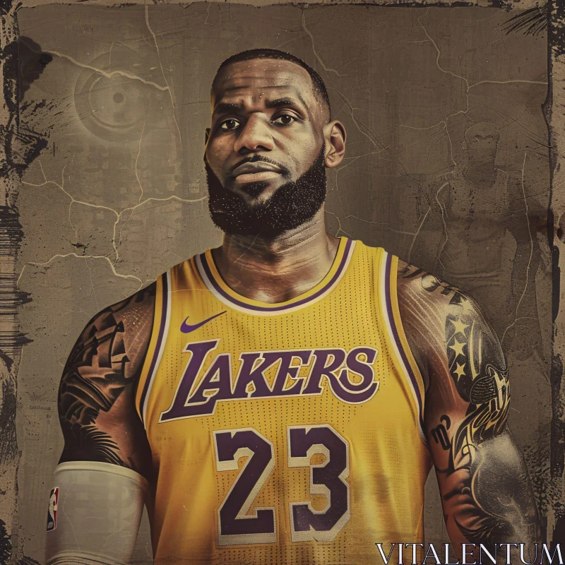 LeBron James Lakers Portrait AI Image