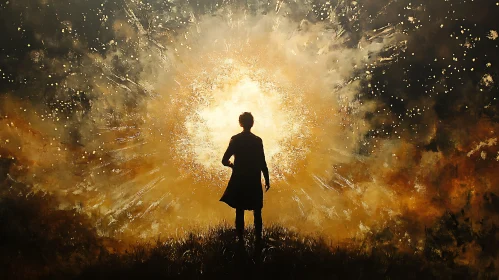 Silhouette Contemplating Radiance Painting