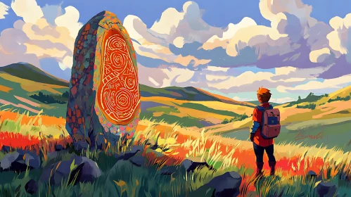 Traveler and the Mysterious Stone