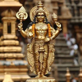 Ornate Gold Sculpture of Hindu God