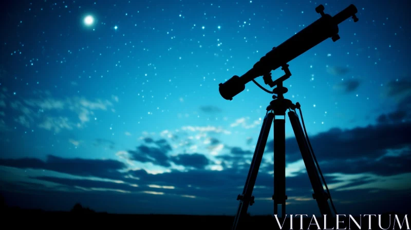 Captivating Astronomy: A Glimpse of the Night Sky through a Telescope AI Image