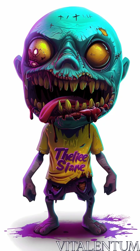 Cartoon Zombie Illustration in Graffiti Style AI Image