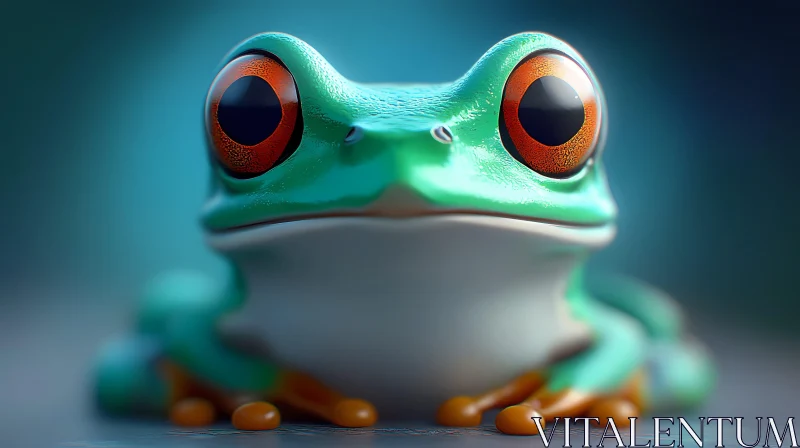 AI ART Vivid Frog with Striking Orange Eyes