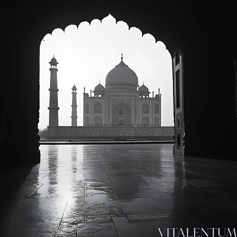 AI ART Taj Mahal Monochrome