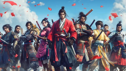 Samurai Warriors Gathering Under Sky