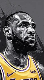 Pop Art of LeBron James in Lakers Jersey