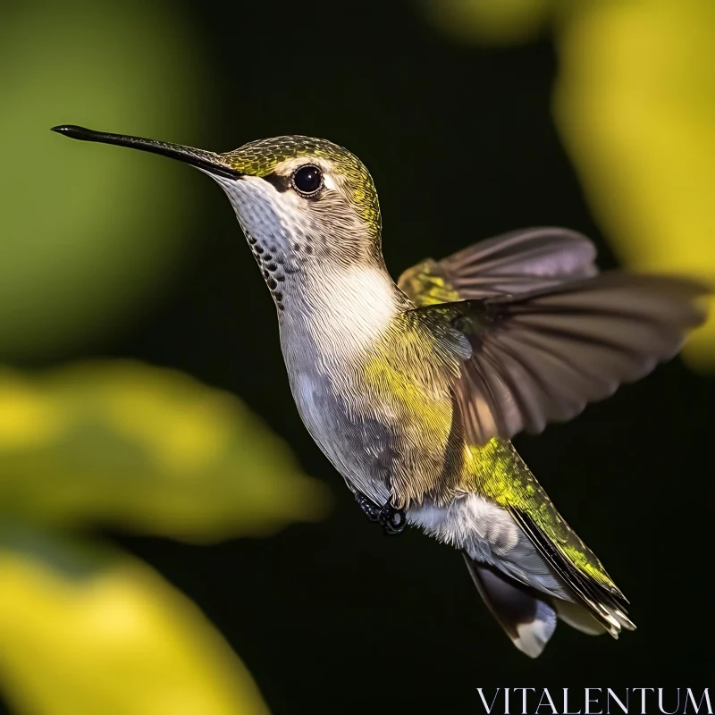 Hummingbird Hovering in Natural Habitat AI Image