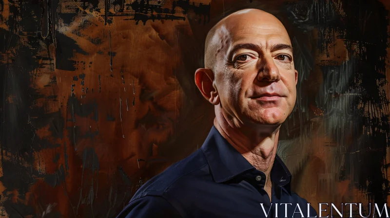 Jeff Bezos Dark Abstract Backdrop Portrait AI Image