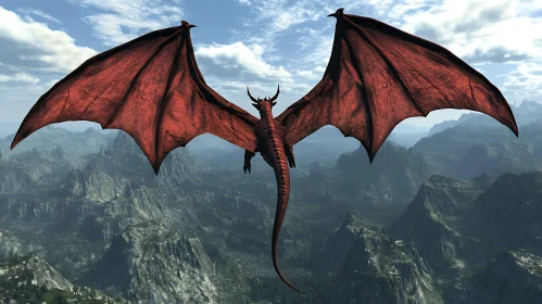 Dragon Soaring Above Mountain Peaks