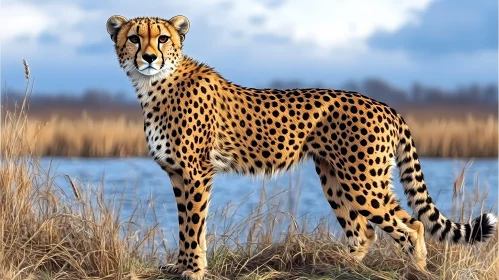 Cheetah in Grassland Habitat