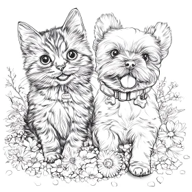 Adorable Pet Drawing in Black and White