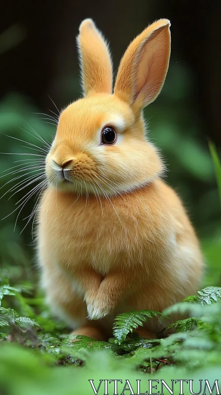 Cute Bunny Amidst Greenery AI Image