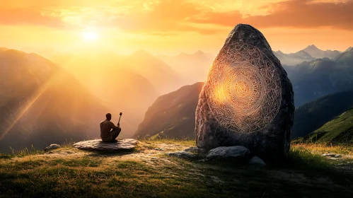 Sunset Meditation by Ancient Stone