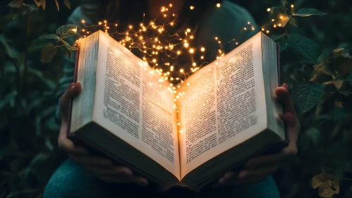 Magical Book with Glowing Lights