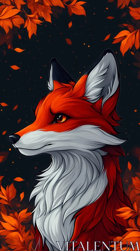 Fox in a Fall Setting Illustration AI Image