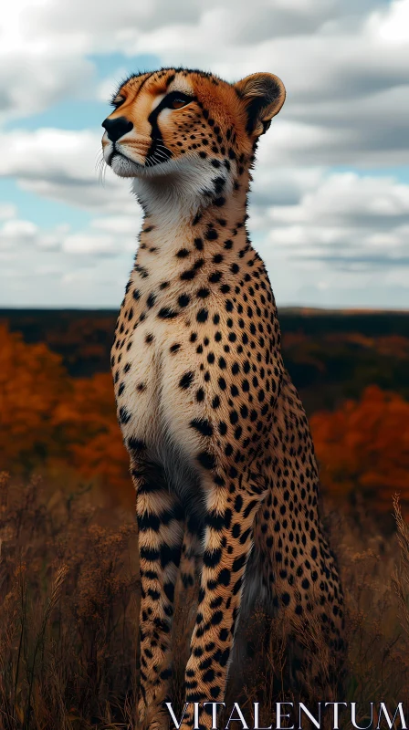 Graceful Cheetah in Wild Habitat AI Image