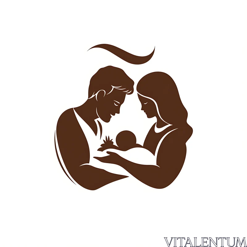 Silhouette of Family with Newborn AI Image