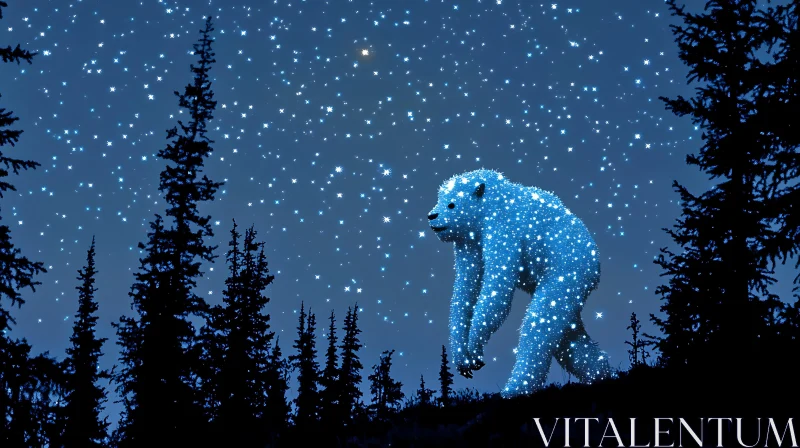 AI ART Celestial Bear Under Starry Sky