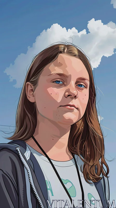 AI ART Greta Thunberg Climate Activist Illustration