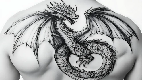 Back Tattoo: Dragon with Spreading Wings