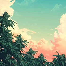 Green Plants Under Pastel Sky