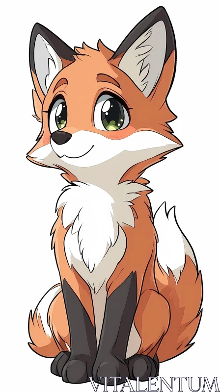 Adorable Cartoon Fox Art AI Image