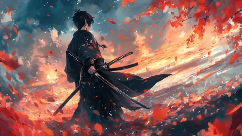 Samurai in a World of Fire Art