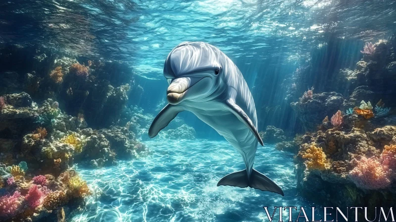 Playful Dolphin in Ocean Habitat AI Image