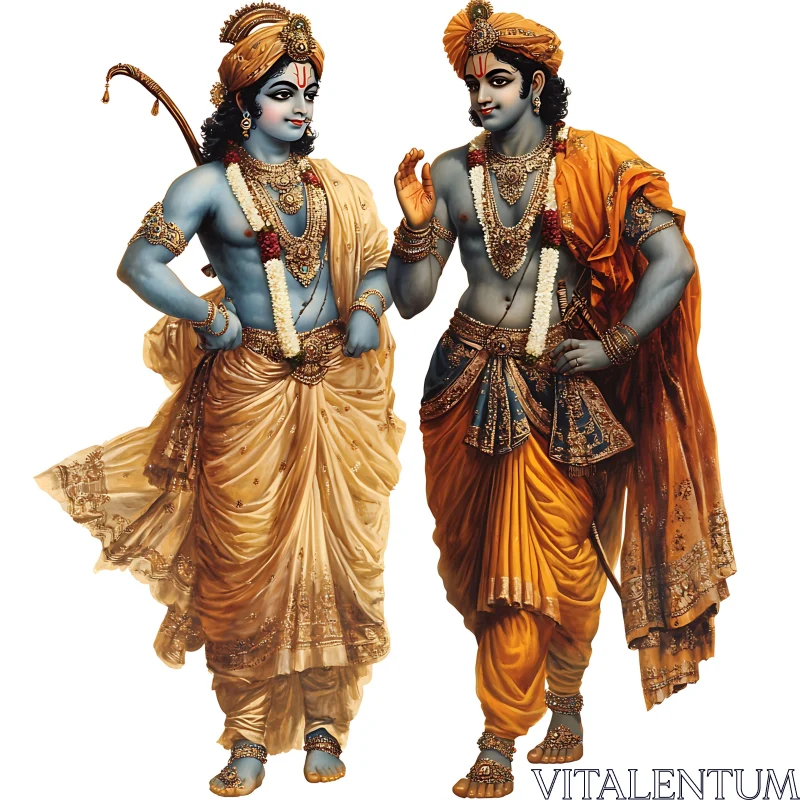 Traditional Gods in Golden Attire AI Image