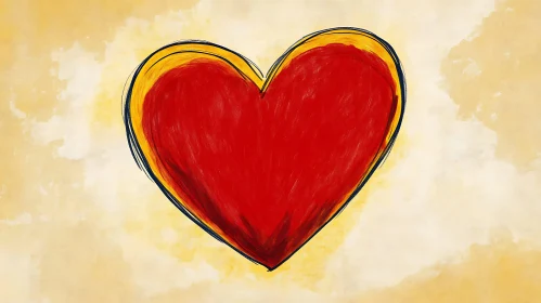 Red and Yellow Heart Drawing