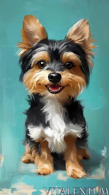 Dog Art with Teal Background AI Image