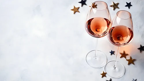 Festive Wine Glasses with Star Confetti