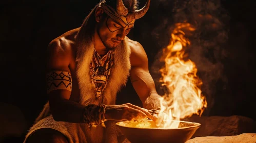 Mystic Ritual with Horned Man